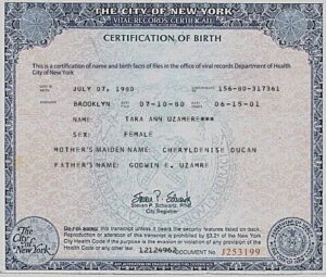 New York Birth Certificate Template