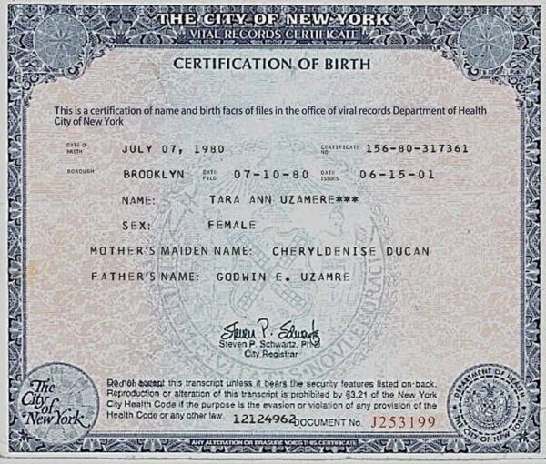 New York Birth Certificate Template