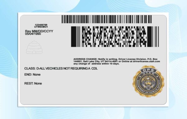 Editable Utah Drivers License Template