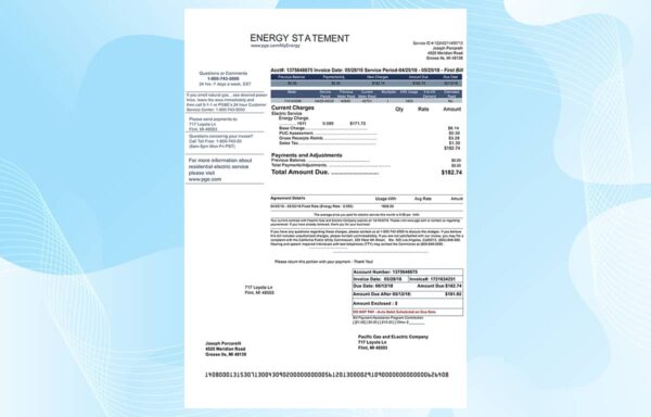 Editable Michigan Utility Bill Template