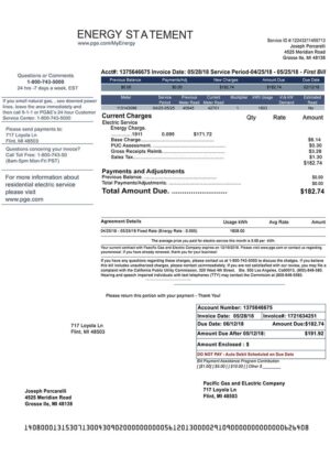 Editable Michigan Utility Bill Template