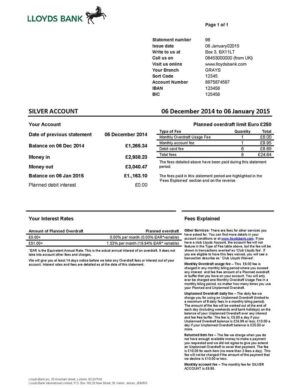 Editable UK Lloyds Bank Statement template