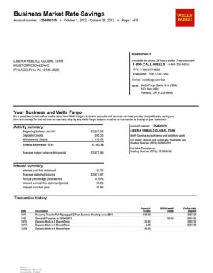 Editable Wells Fargo Bank Statement Template