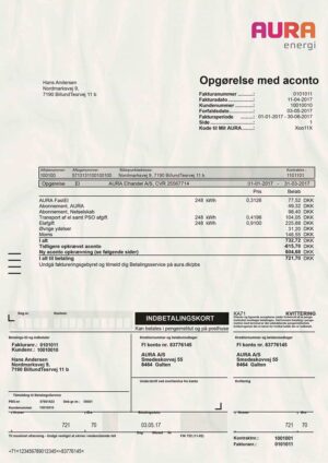 Denmark Utility Bill PSD Template- Fully editable