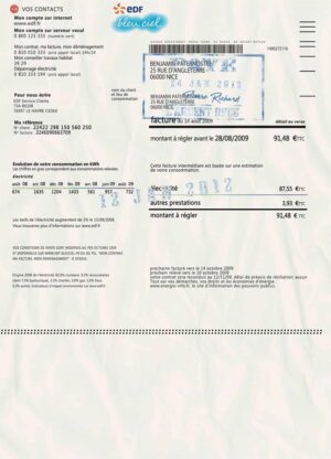 France Utility Bill PSD Template(EDF)- Fully editable