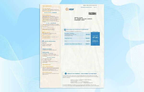 France Utility Bill PSD Template - Fully editable