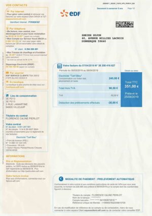 France Utility Bill PSD Template - Fully editable