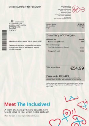 Ireland Utility Bill PSD Template- Fully editable