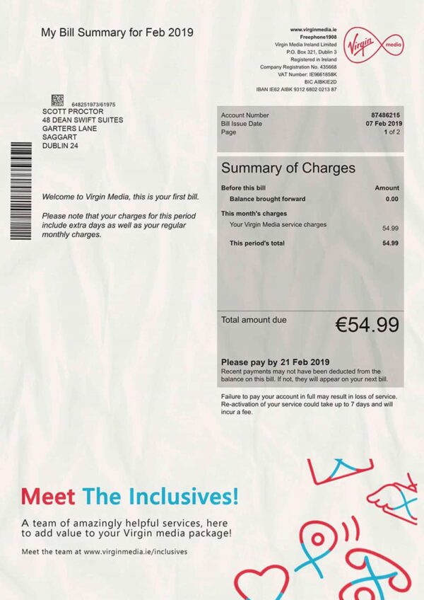 Ireland Utility Bill PSD Template- Fully editable