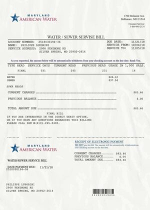 Maryland Utility Bill PSD Template- Fully editable