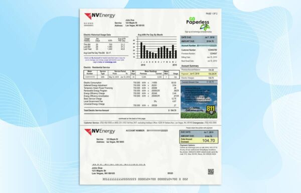 Nevada Utility Bill PSD Template- Fully editable