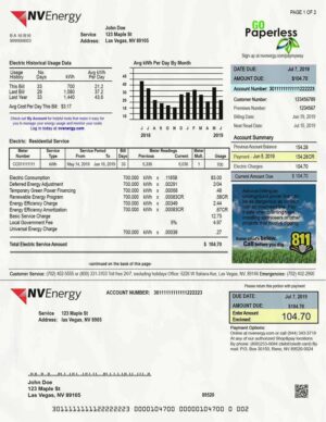 Nevada Utility Bill PSD Template- Fully editable