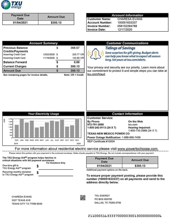New Mexico Utility Bill PSD Template- Fully editable