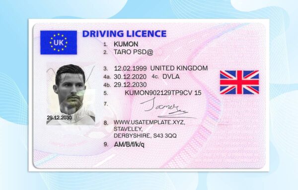 UK Driver License PSD Template - Fully editable