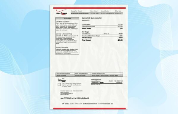 USA Utility Bill PSD Template (Verizon)- Fully editable