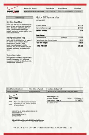 USA Utility Bill PSD Template (Verizon)- Fully editable