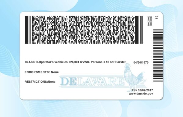 Editable Delaware Drivers License Template